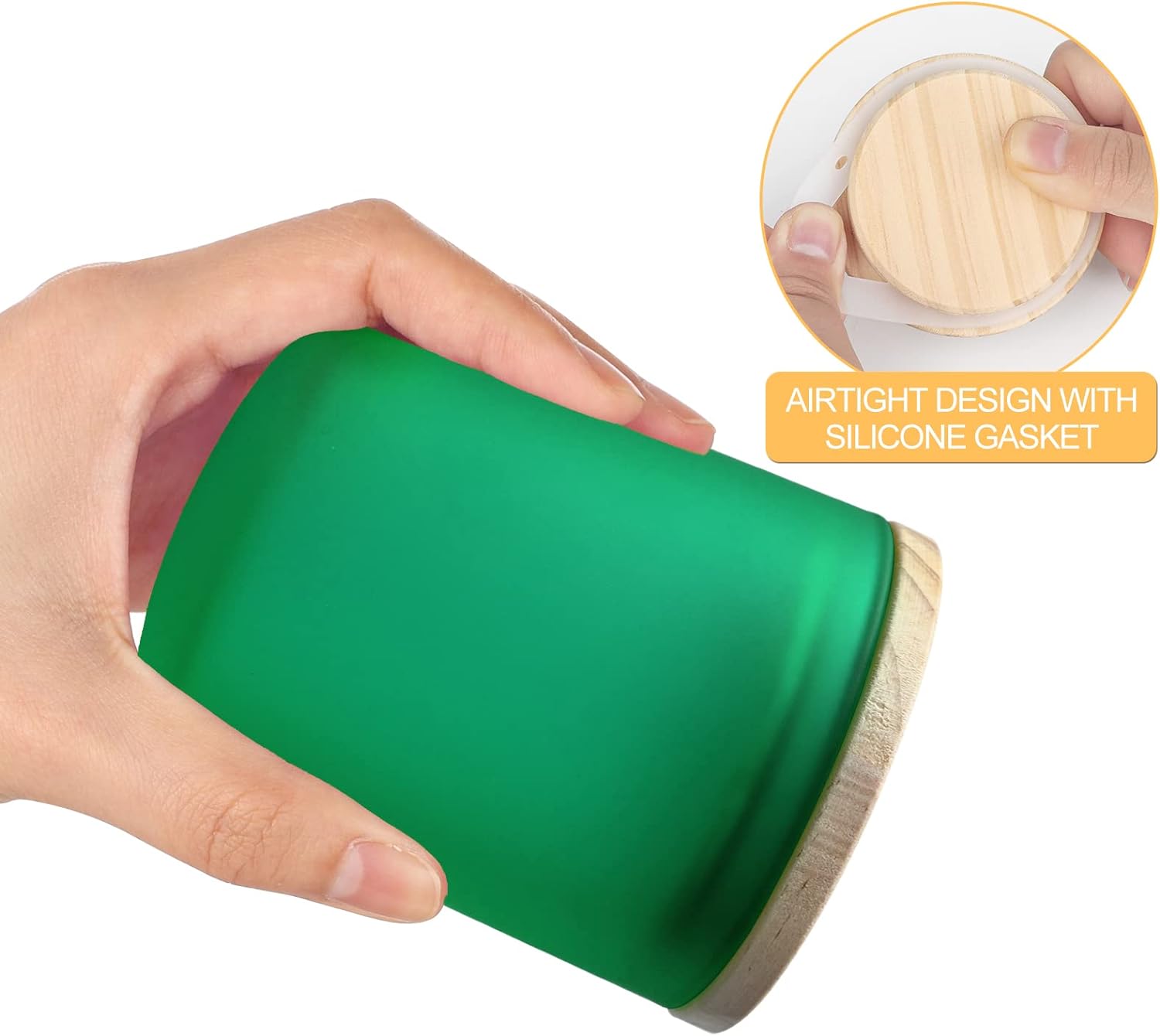 6 OZ 7 OZ 8 OZ Luxury Clear Empty Frosted Green Glass Jars for Making Candles Thick Glass Jars With Bamboo Lids