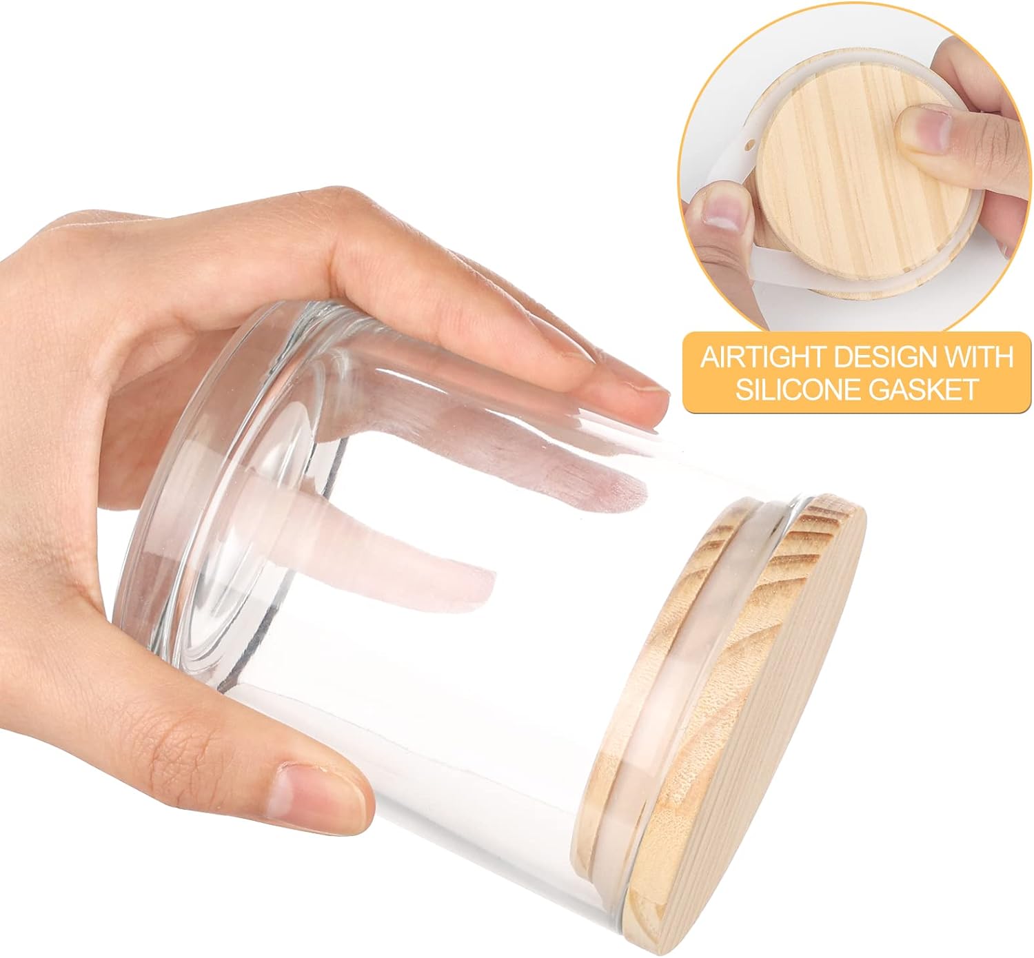 Wholesale Luxury Mini Small Transparent Clear Empty Round Glass Candle Vessels Container Jar With Bamboo Wooden Lid