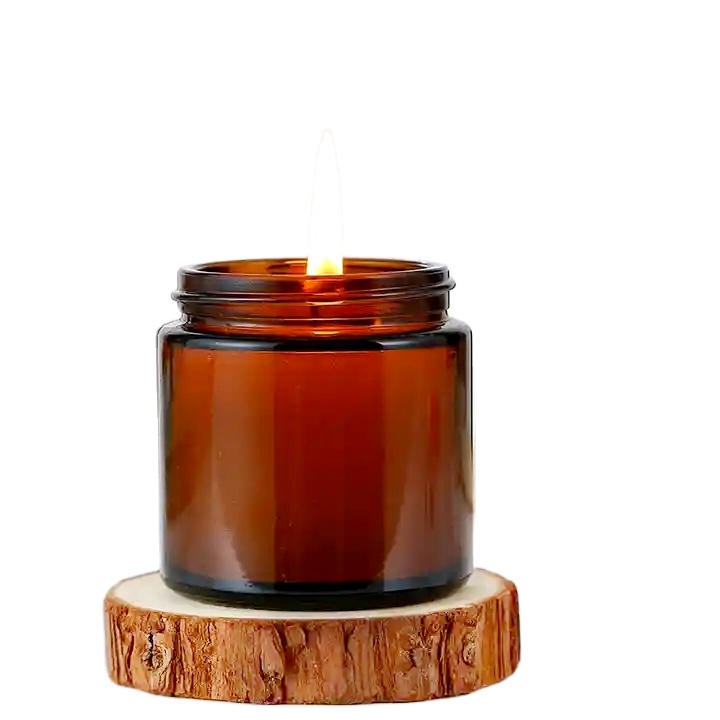 Supplier 4oz 8oz 120ml 250ml Amber Luxury Large Empty Straight Sided Glass Candle Jar for Candle Packaging With Lids