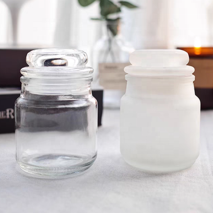 Luxury Round 100ml 300ml 500ml 700ml  Glass Candle Jars With Glass Lids Empty 100ml Glass Candle Making Jars Storage Jars