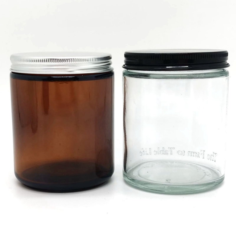 Amber Glass 8oz Candle Jars With Aluminium Lids for Candle Making Candle Glass Jars With Metal Lid