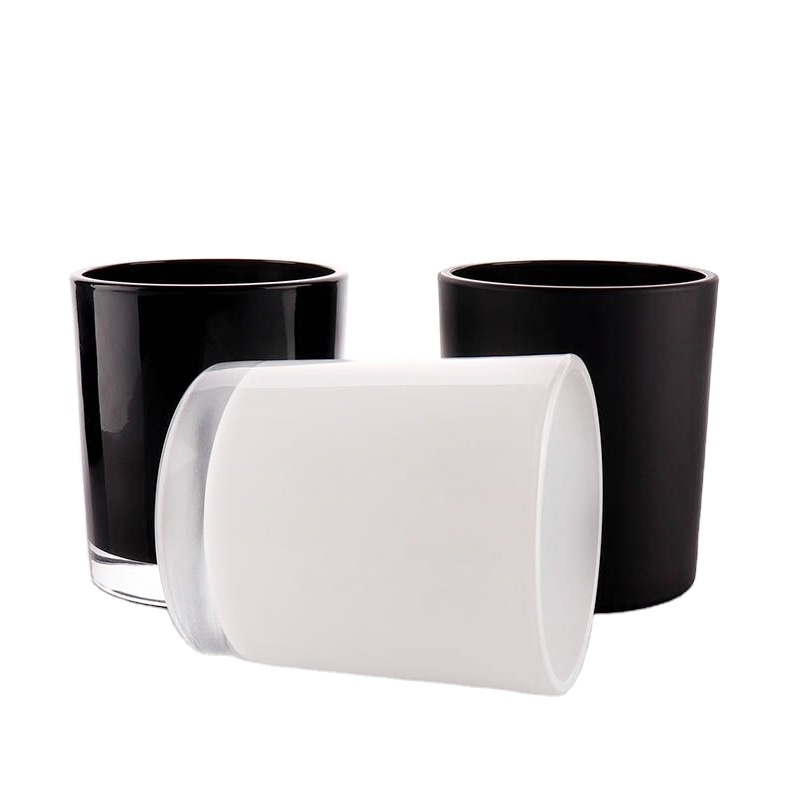 Luxury 4 oz 6oz 8oz Empty White Black Bulk Small Glass Candle Jars With Bamboo Lid, Empty Candle Jars Candle Containers