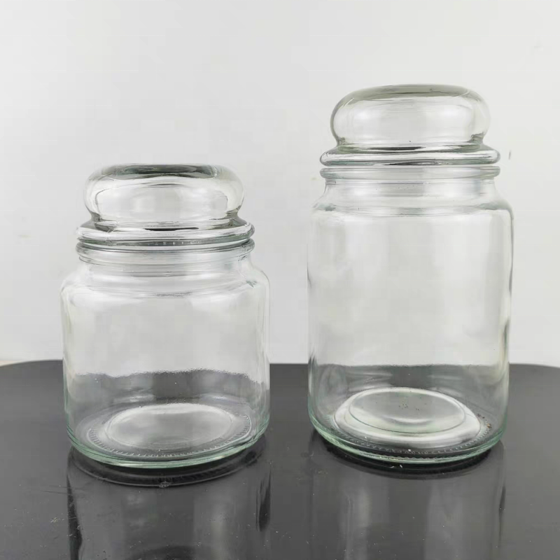 Transparent Glass Candle Jar With Airtight Glass Cork Lid 100ml 500ml