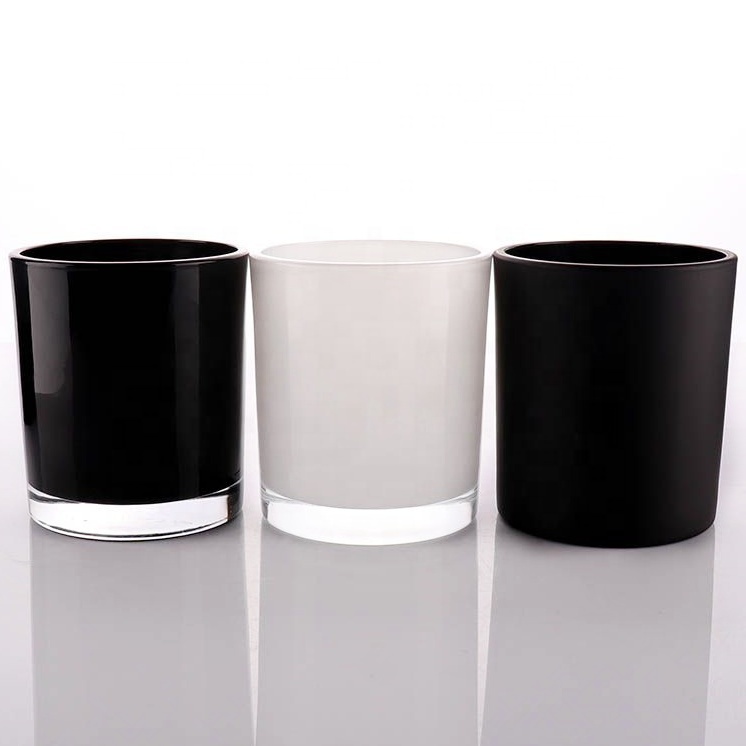 4oz 8oz Luxury White Black Clear Frosted Round Candle Jar Empty Clear Glass Jars for Candle With Bamboo Cap
