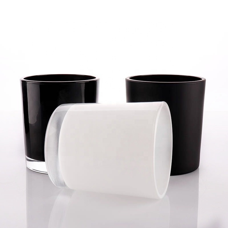 Luxury Empty Mini 6oz 8oz 10oz 14oz Custom White Black  Empty Candle Jars With Bamboo Wooden Lids