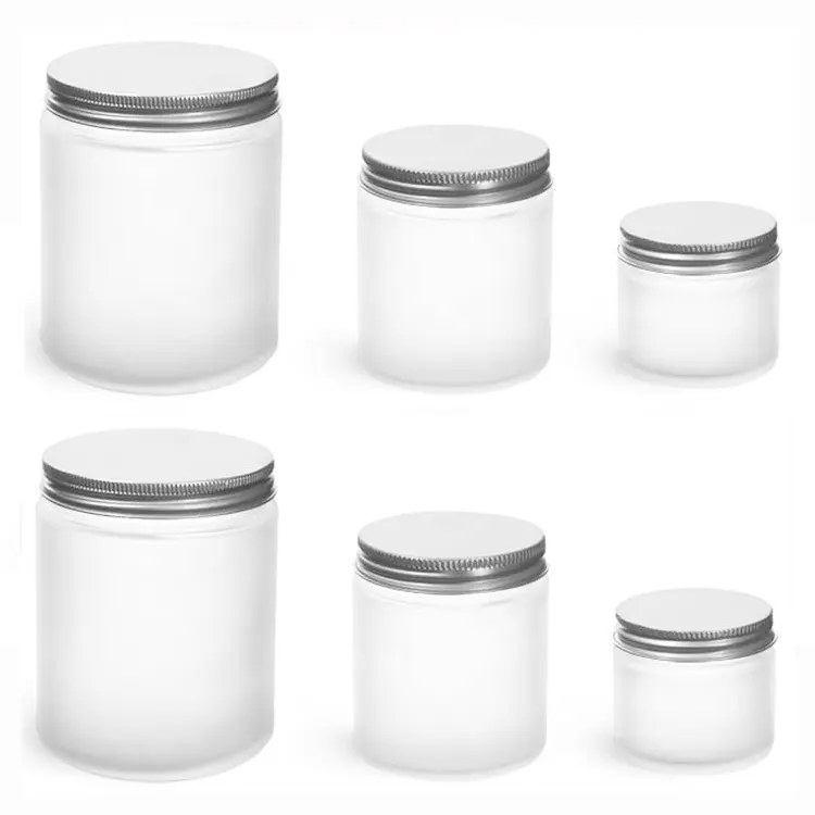 Straight Sided 1oz 2oz 4oz 8oz Amber Cosmetic Glass Jar for Face Body Cream With Aluminium Lid