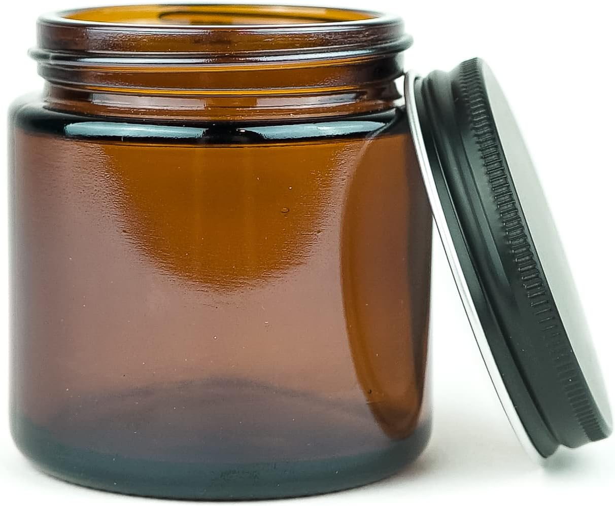 Empty 50ml 100ml 250ml 500ml Clear Amber Glass Candle Jar With Black Gold Aluminum Metal Lids
