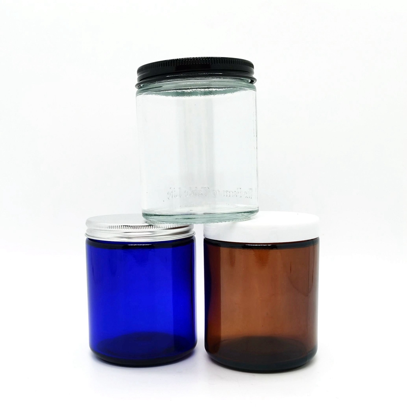 Custom Logo OEM 2oz 4oz 6oz 8oz Mini Brown Amber Round Candle Jar Empty Clear Amber Glass Jars for Candle Honey