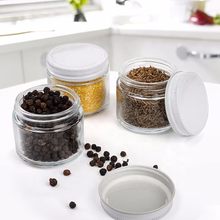 1oz/2oz/4oz/8oz Empty Amber Food Glass Jars Luxury for Candle Making Round Airtight Glass Storage Jar With Metal Lid