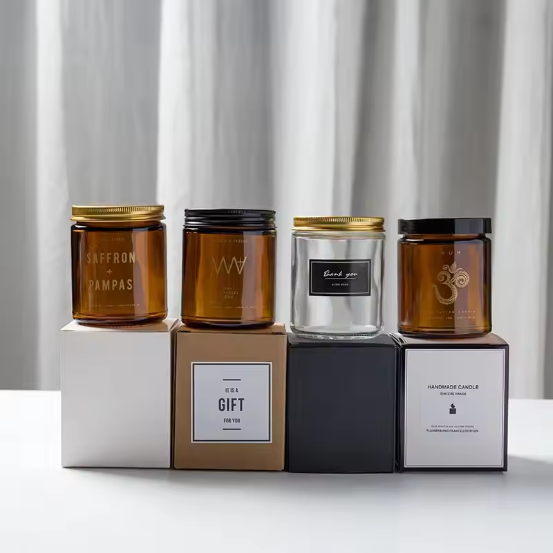 Glass Candle Jars 50ml 100ml 120ml 150ml 250ml 320ml 330ml 500ml 520ml Glass Container for Candle Amber Blue Green