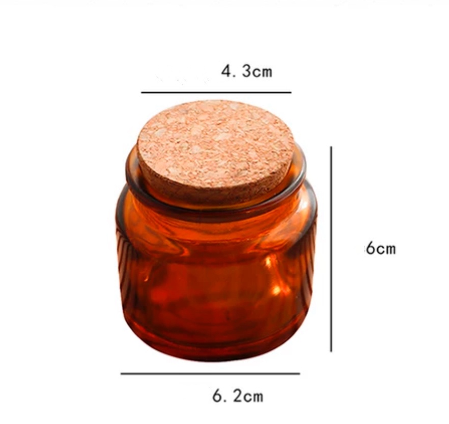 Colourful Small Aroma Candle Cups Glass Empty 100ml Candle Jar With Cork Lid Candle Holder Cups