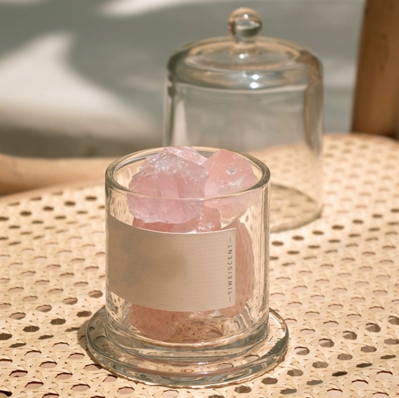 Round clear Bell Shaped Crystal Glass Candle Jars Cup Wedding Bell Jar With Glass Dome Cover