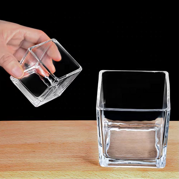 Square Glass Vase Recycled Glass Jars for Candle Making Square Glass Votive Candle Holder