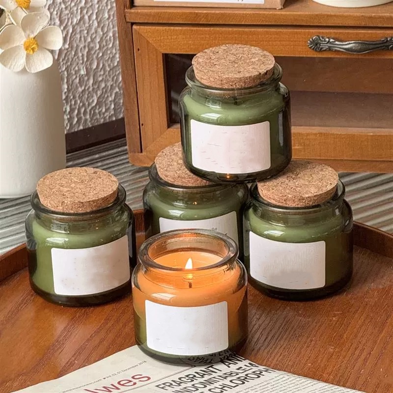Wholesale 100ml Mini Glass Scented Candle Cup Candlestick Amber Transparent Candle Jar With Wooden Stopper