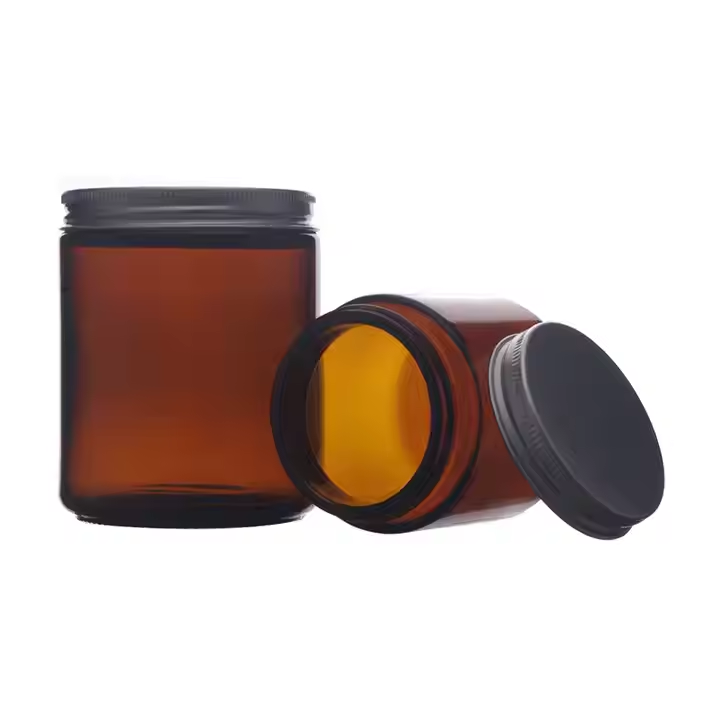 100ml 250ml 500ml 1000ml Amber Glass Candle Jar With Black Cap 16oz Brown Big Mouth Soil Sampling Glass Bottle