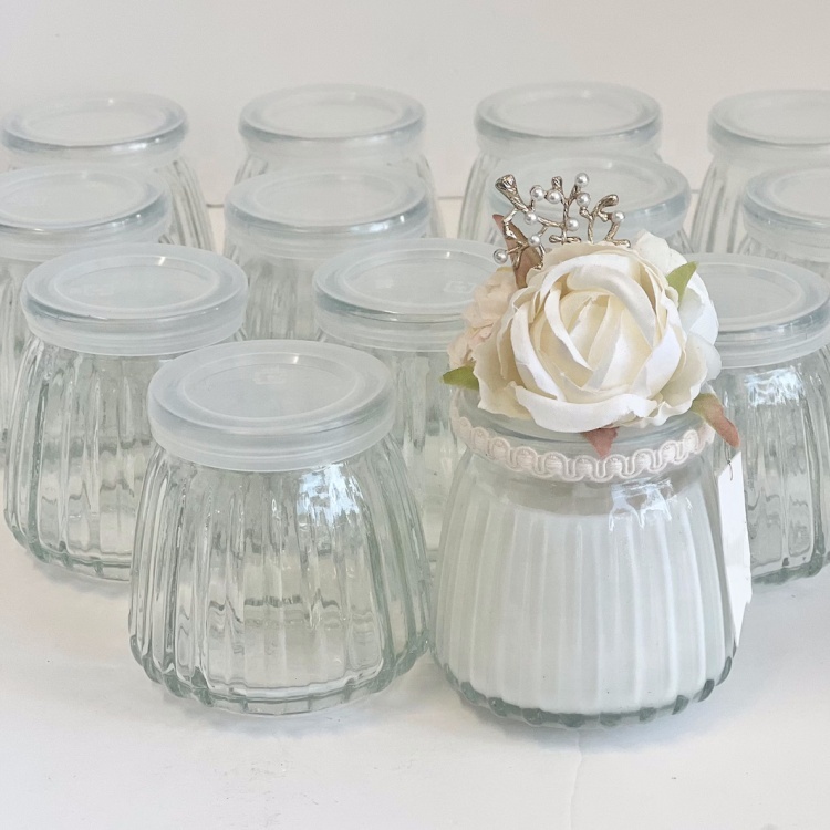 4 oz clear Candle Jars Glass Pudding Glass Bottle With Plastic Lid for Home Decor