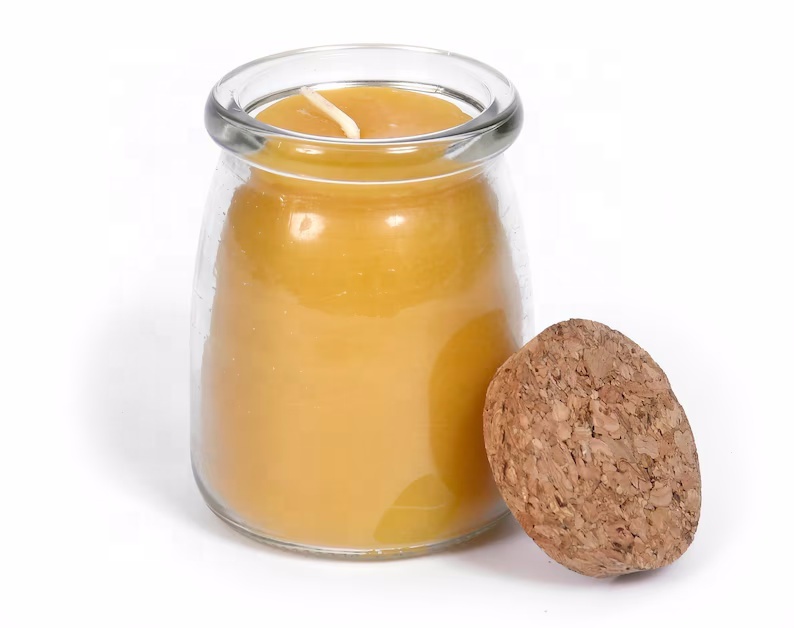 Wide Base Glass Candle Jar 100ml 200ml 300ml With Cork Lid for Homemade Wax Soy