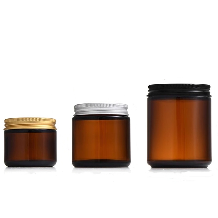 4 oz 8 oz  Small Amber Glass Jars With Airtight Lids, Candle Jars for Candle Making Empty Food Storage Jars for Spices, Candy