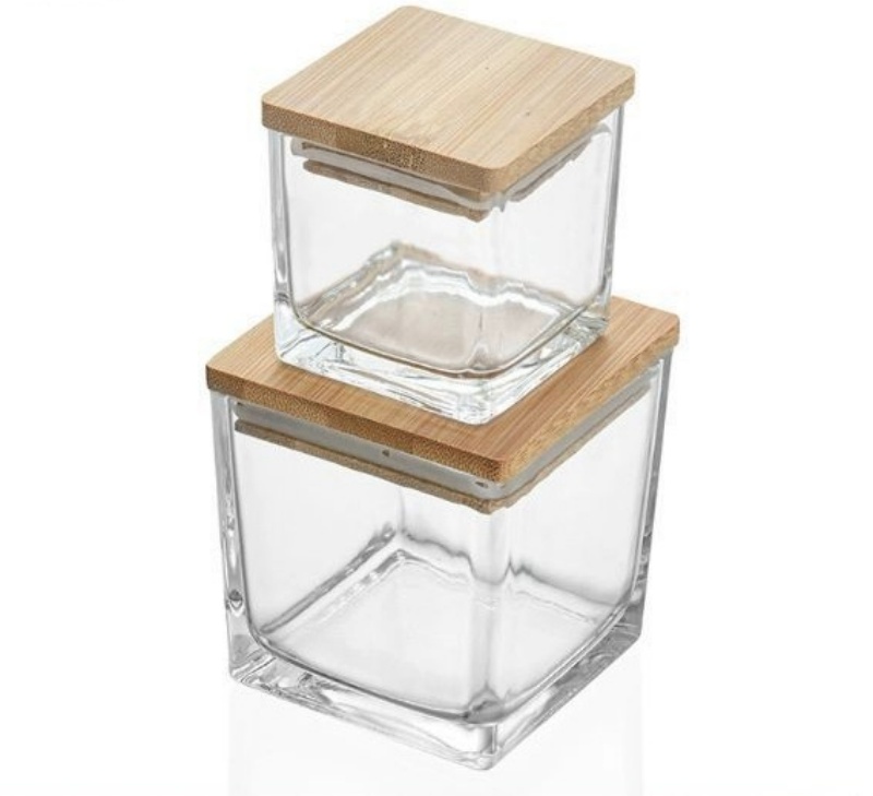 Wholesale Square Cubic Glass Jar for Scented Candles-Wedding Flower Vase Glass Bottles