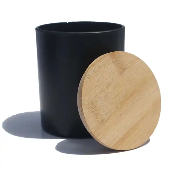 Wholesale Luxury Shiny 7oz Frosted Glass Candle Jar 8oz 10oz 14oz for Luxury Candles With Bamboo Wooden Metal Lid