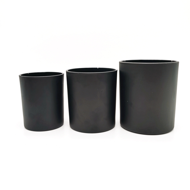 Wholesale Luxury 6oz 8oz 10oz Matte Black White Luxury Empty Glass Candle Jar With Metal Lid Wood Cover
