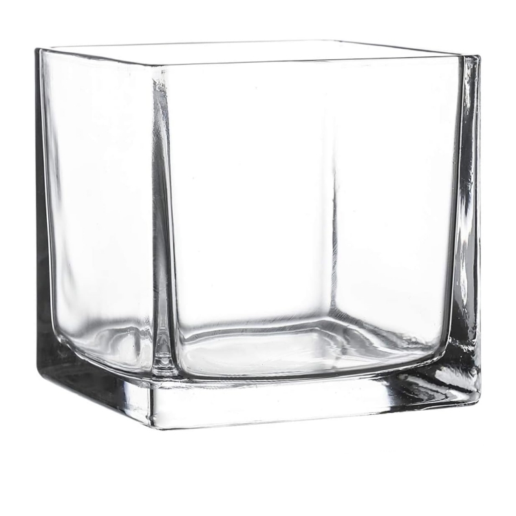 Simple Design Home Decoration Wholesale Cube Plant Flower Vases Square Clear Glass Vase