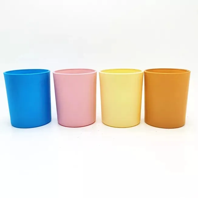 Low Price Wholesale 200ml 300ml 375ml Custom Color Frosting Glass Candle Jars With Wooden Lid
