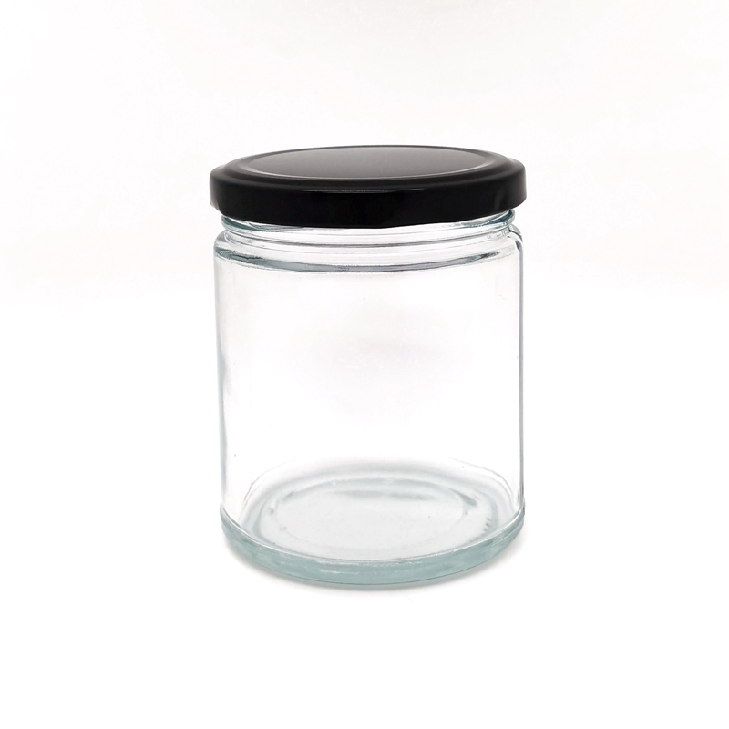 Recyclable 8oz 9 oz Clear Round Straight Sided Glass Candle Chutneys Jars With Twist Off Cap for Jam
