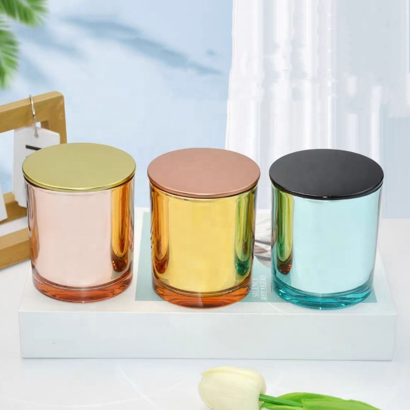 Luxury 320ml 10oz Empty Matte White Black Gold Glass Candle Jars Holders With Bamboo Wooden Metal Lid