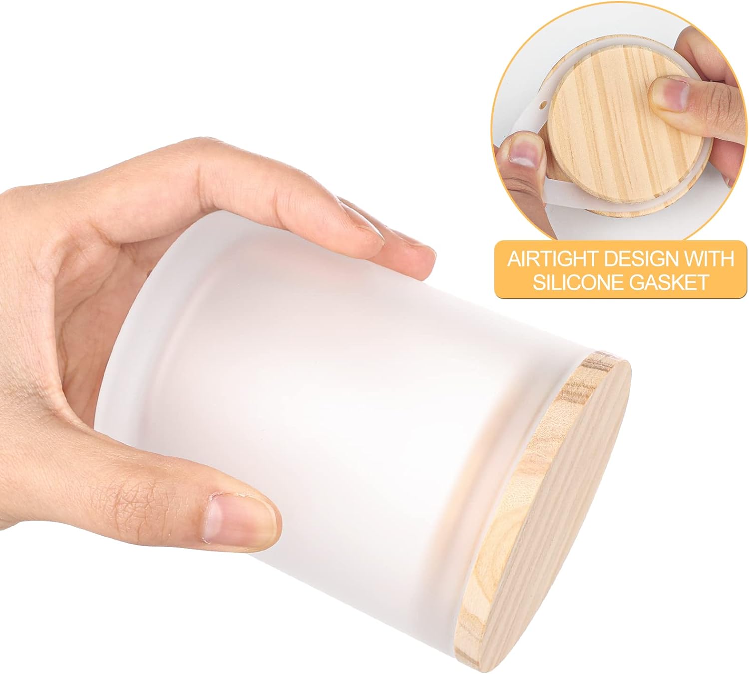 Luxury Mini 6oz 8oz 10oz 14oz Custom Frosted Transparent Empty Candle Jars With Bamboo Wooden Lids