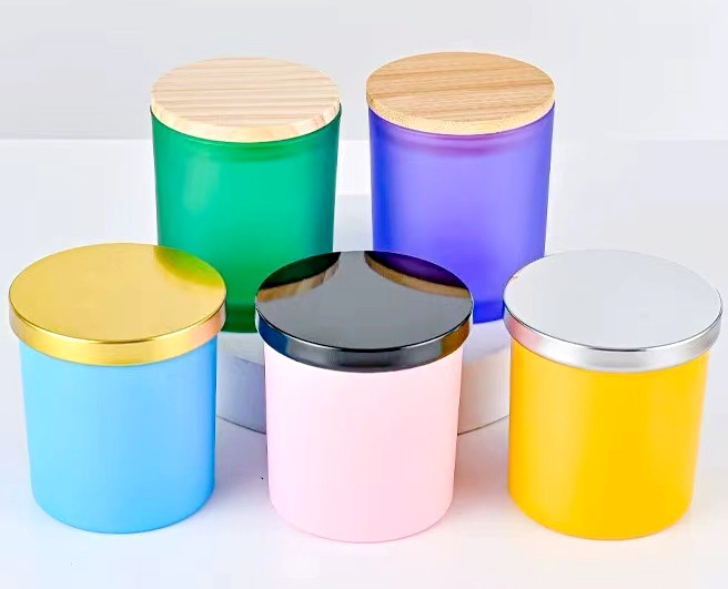 Luxury Round 7oz 10oz 14oz 18oz Matte Black White Transparent Glass Candle Jars With Lid for Cosmetic Packaging