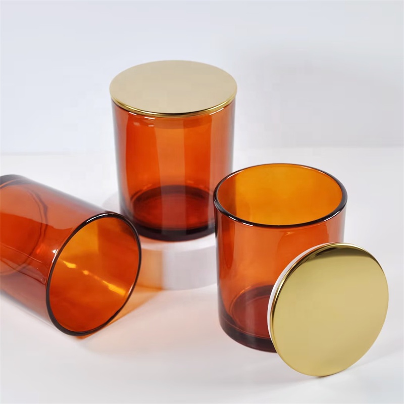 7oz 10oz 14oz Luxury Candle Glass Jars With Lids Brown Clear Colored for Home Decoration Christmas Candle Making Holder