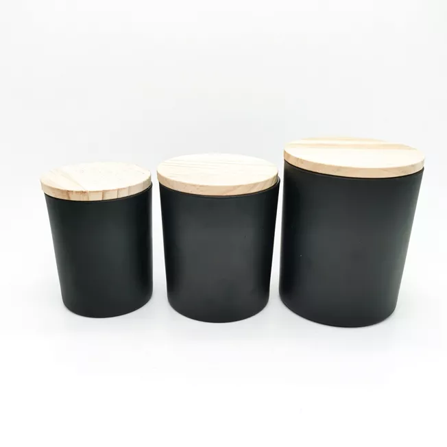6oz Glass Candle Jars With Airtight Bamboo Lids, Bulk Matte Black Empty Candle Vessels for Making Candles for Wedding