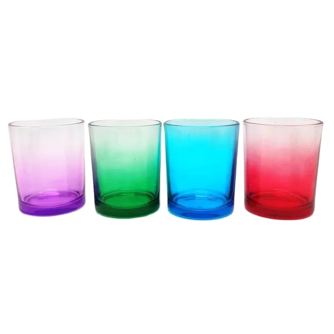 Various Pattern Custom Colorful Glass Candle Jars Wholesale Empty Vessels Hot Stamping Surface