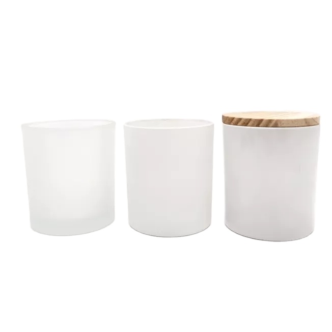 Home Decoration 200ml/315ml Glass Jar Bamboo Lid Empty Soy Wax Aromatherapy Container Red/White Color for Aromatherapy Candle