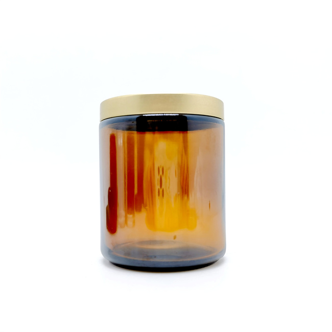 Luxury 4oz 7oz 8oz 10oz 16oz Frosted Amber Clear Glass Candle Jars With Unishell Metal Cap and Plastic Lid for Christmas