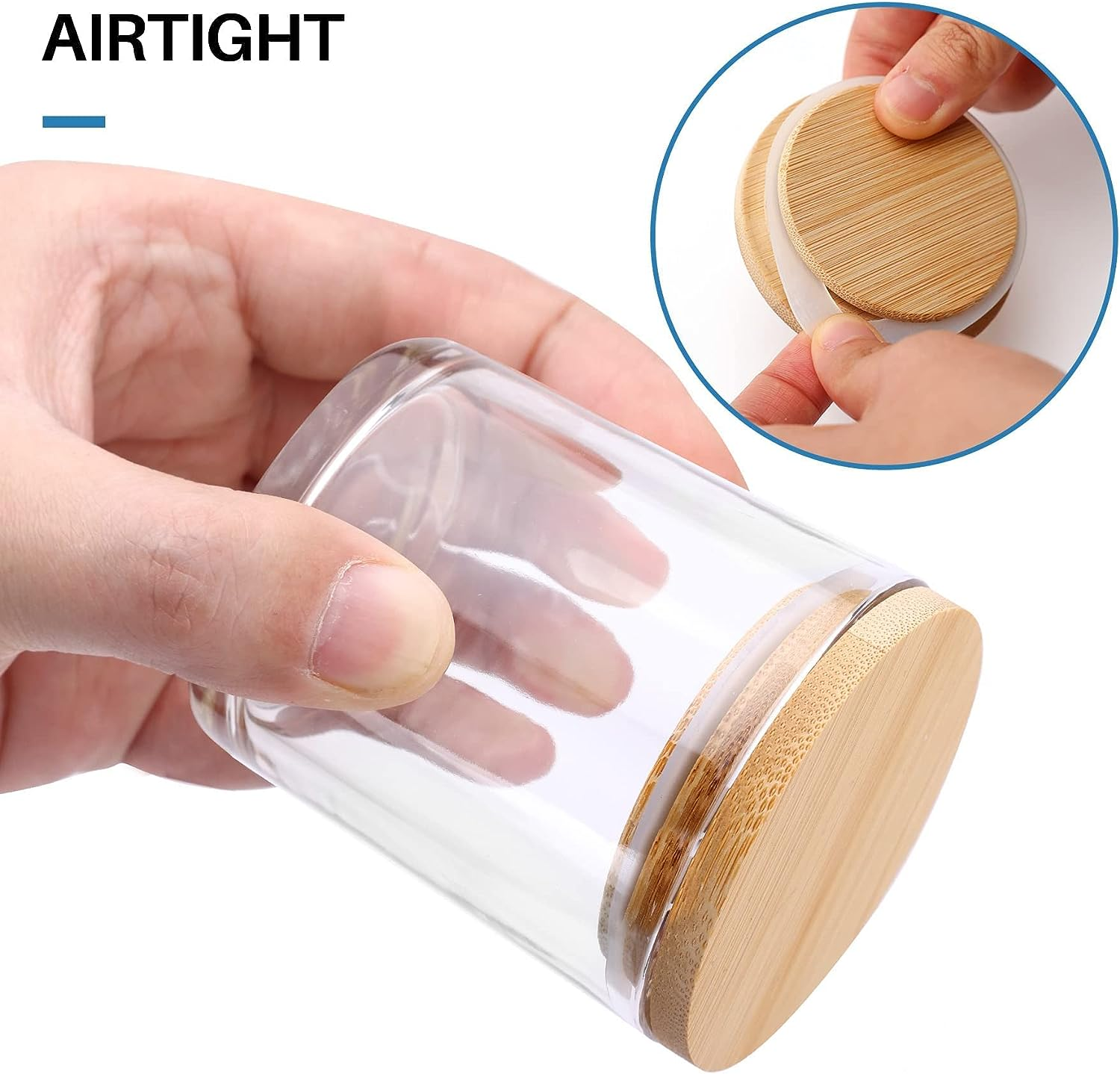 6 Oz Clear Empty Jars for Making Candles Thick Glass Jars With Bamboo Lids