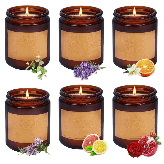 250g-16oz Luxury Straight Sided Glass Candle Jar Amber Clear Holder With Aluminum Metal Lids for Home Use