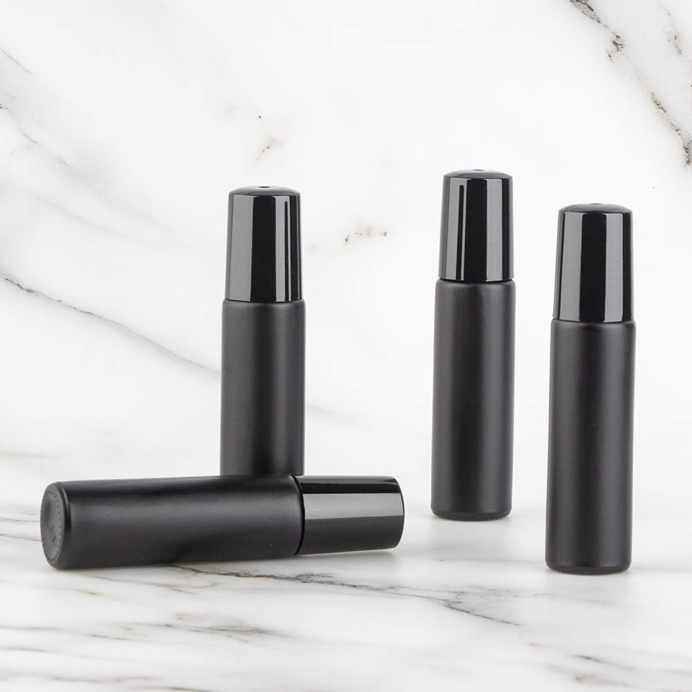 10 Ml Small Y Oung Living Perfume Roll-on Bottle 10ml Frosted Matte Black Crystal Essential Oil Roller Ball Roll on Glass Bottle