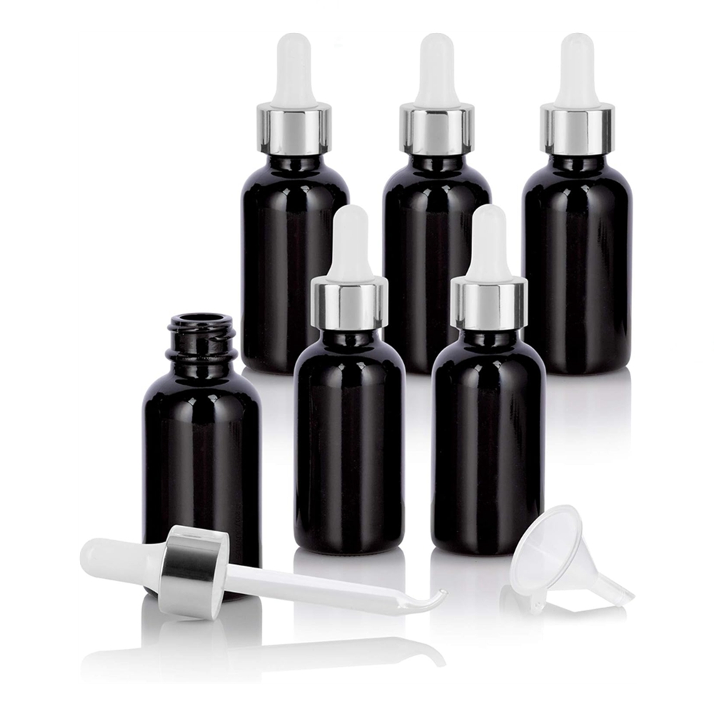 5ml 15ml 30ml 50ml 100ml 150ml 200ml 250ml Black Dark Uv Violet Glass Essential Oil Lotion Cosmetic Bottle and Jar