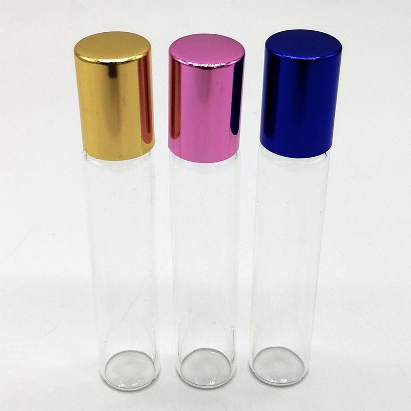 Fancy Pattern Printed Cosmetic Perfume 10 Ml Printed Red Yellow Green Blue Glass Roller Bottles With Aluminum Cap