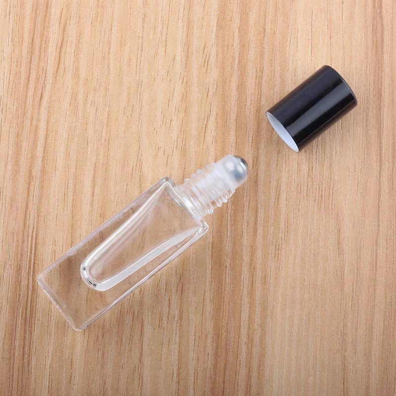 10ml Clear Empty Square Shaped Wholesale Essential Perfume Oil Roll on Glass Bottle with Roller Ball