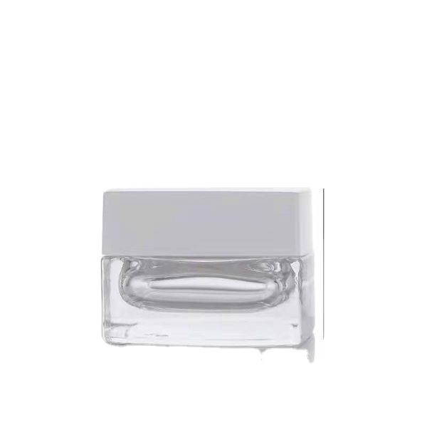 20g/50g Frosted Glass Cream Jar Square 50ml Transparent Cosmetic Bottle With Black Plastic Cap for Skin Care Oil Packaging
