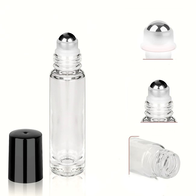 10ml Glass Roll on Bottle Clear Essential Oil Perfume for Cosmetic Use for Serum and Eye Drop Custom Logo Available