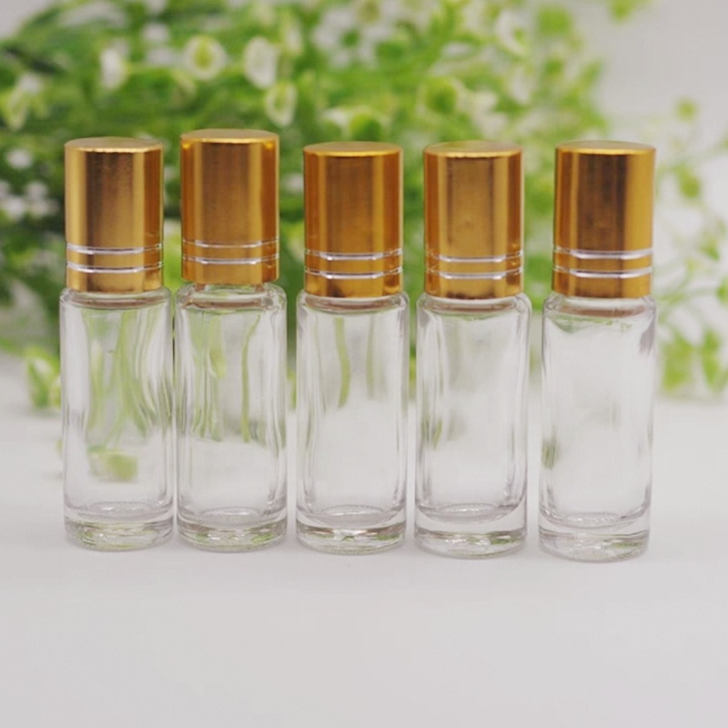 In Stock 3ml 5ml 10ml Glass Bottle Clear Roll on Bottle with Black Cap Glass Ball