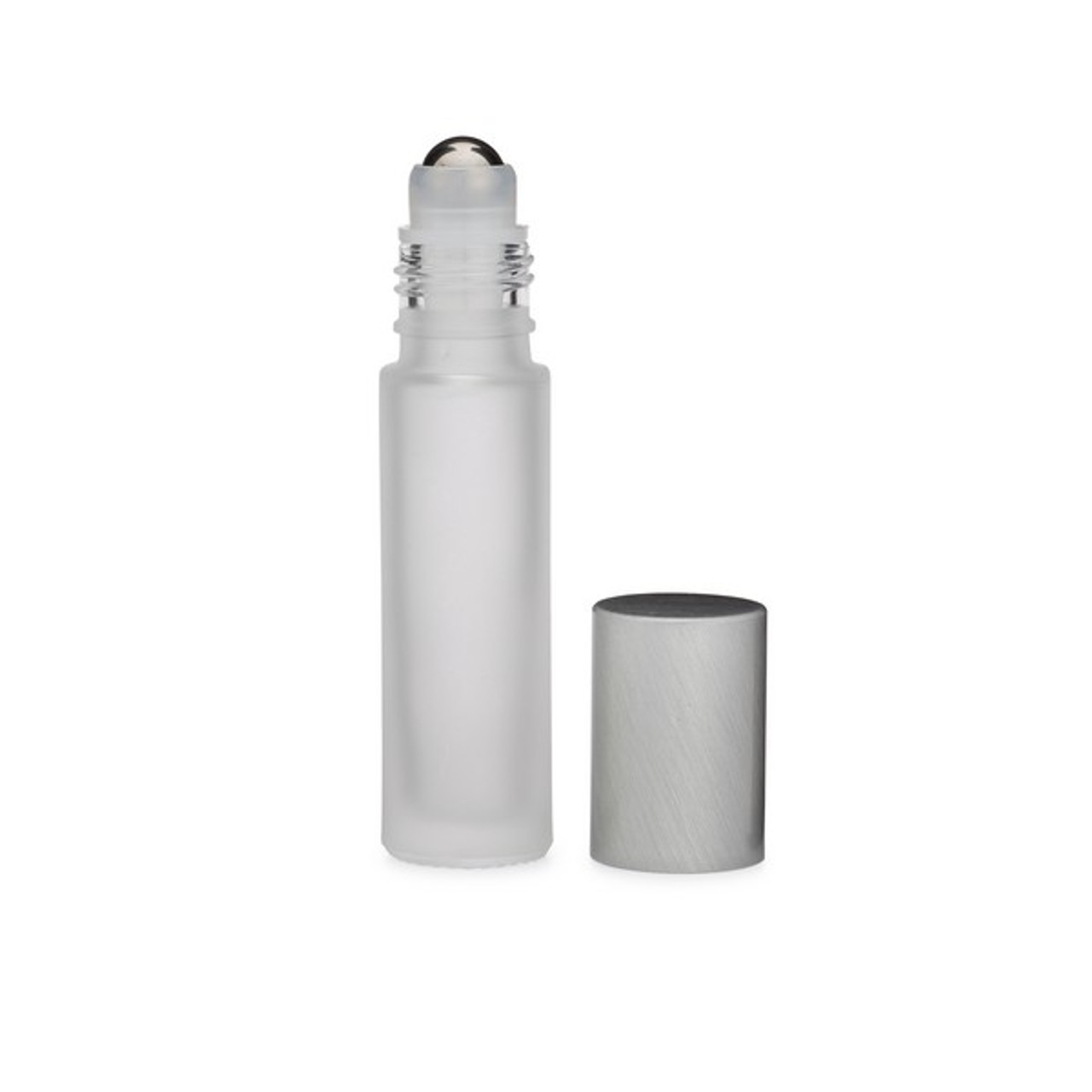 Wholesale Recyclable Frosted Glass Round Vials Packaging Body Oil Roll on Bottle W/Silver Cap for Health & Beauty, Fragrance.
