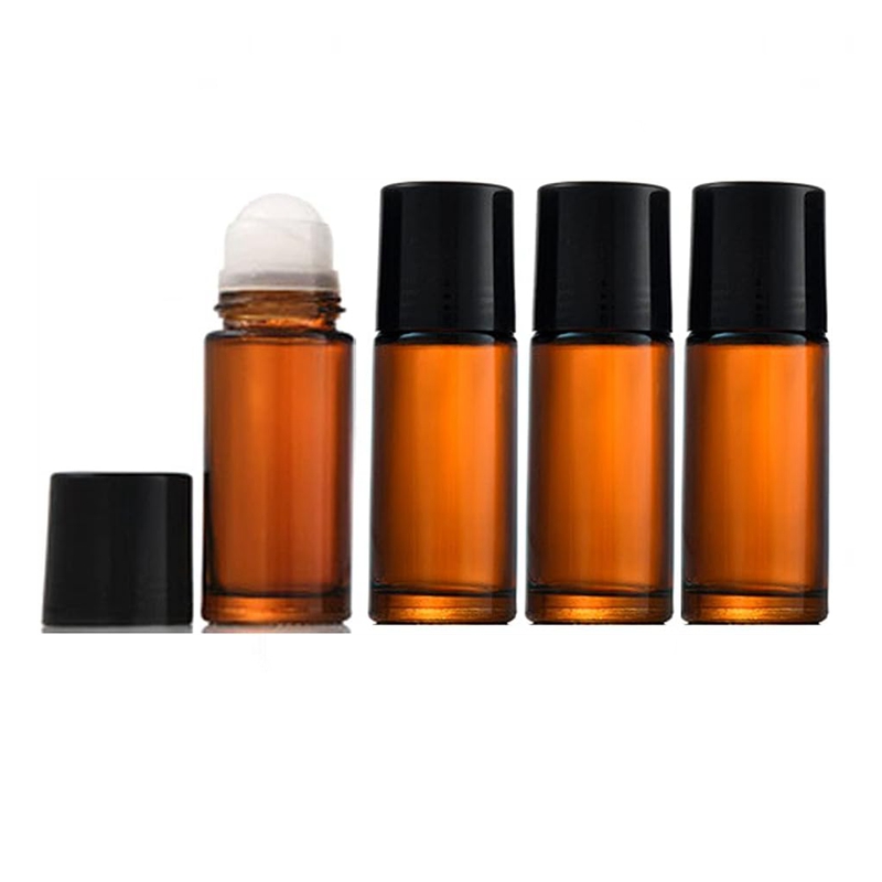1.7 Oz/50ml 50 ml Glass Roll on Bottles Empty Deodorant Bottles Container Amber Glass Roller Bottles for Essential Oils Perfume