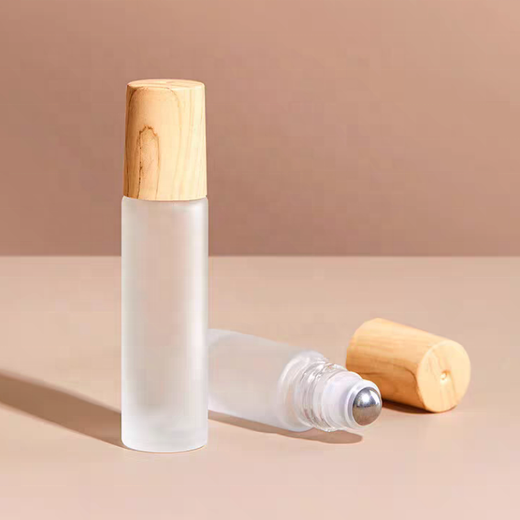 Wholesale Oem 10ml 15ml Custom Logo Empty Round Tall Frosted Luxury Glass Perfume Eye Oil Roll on Bottle with Roller Ball