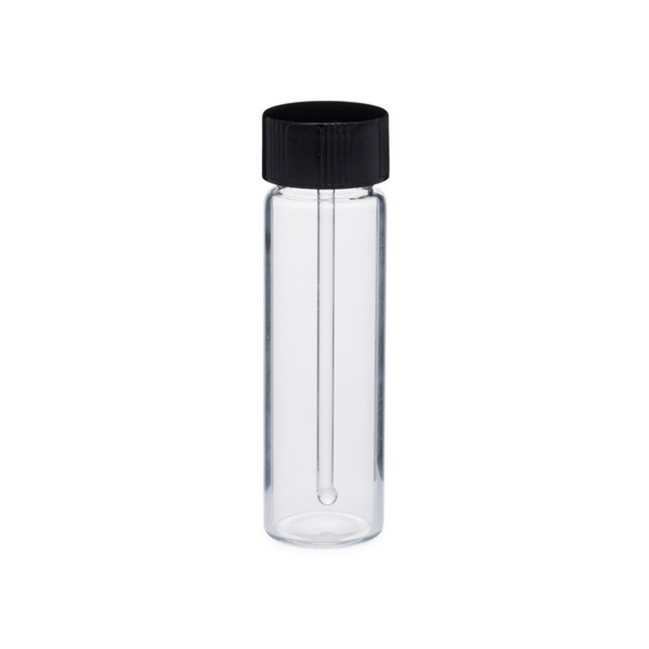 1 Dram (3.7 Ml) 4 Dram (14.8 Ml) Clear Borosilicate Glass Vials W/ Black Unlined Polypropylene Cap With Rod Applicator