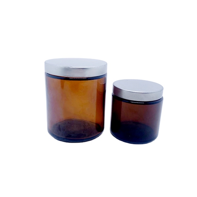 Cosmetic Cream Glass Jar With Silver Lid and Plastic Seal Stock Raw Material for Skin Care Packaging Use With Screw Cap